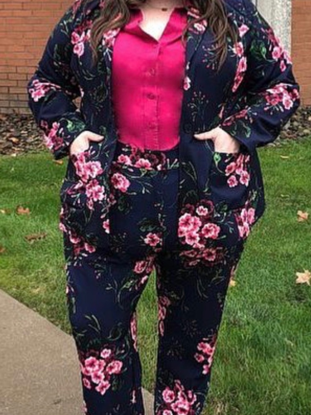 Plus-size floral suit